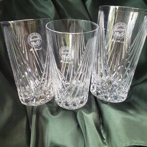 Seal of Ohio Cut Crystal Highball Drinking Glasses George Voinovich